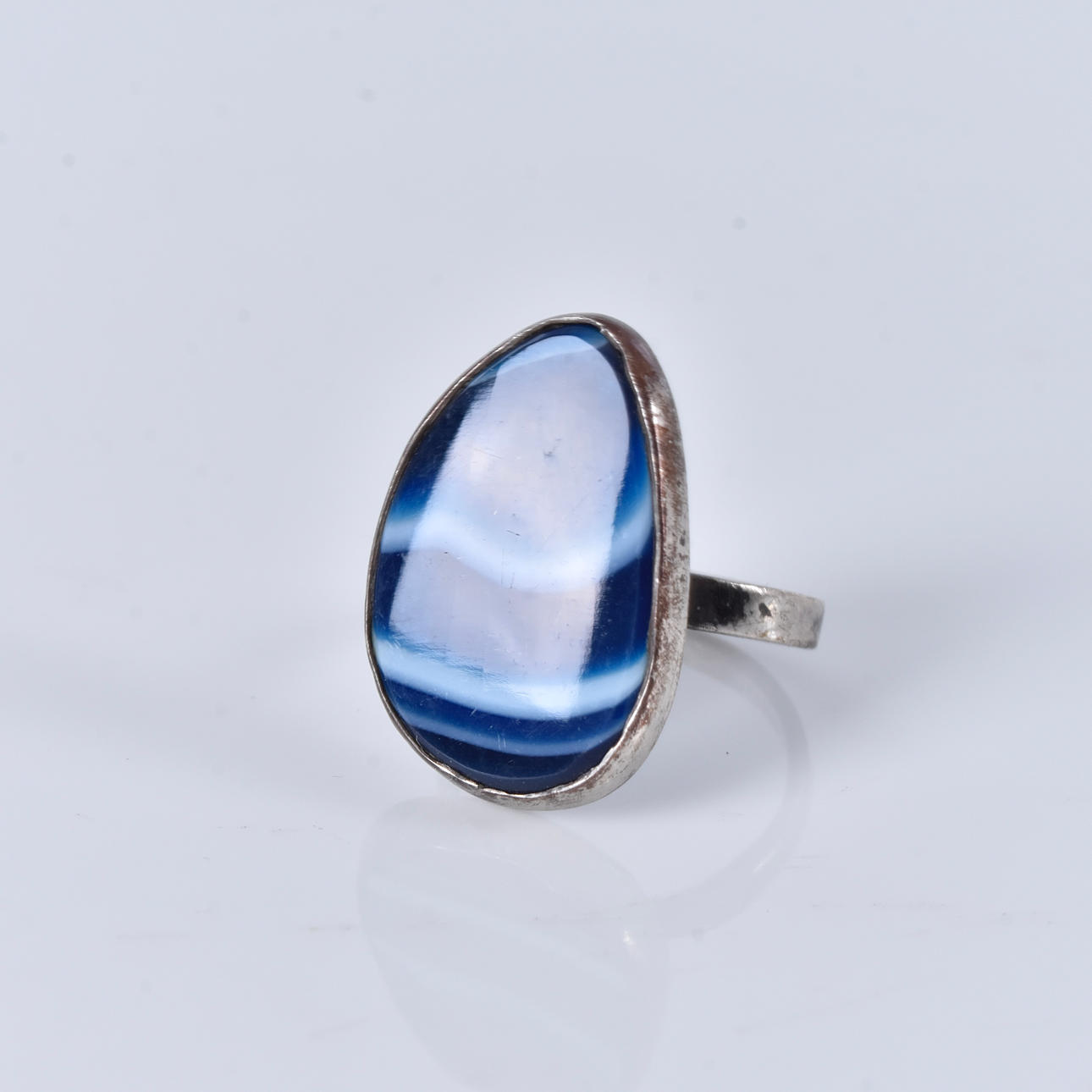 RING, mit blauer Emaille, Sterlingsilber.