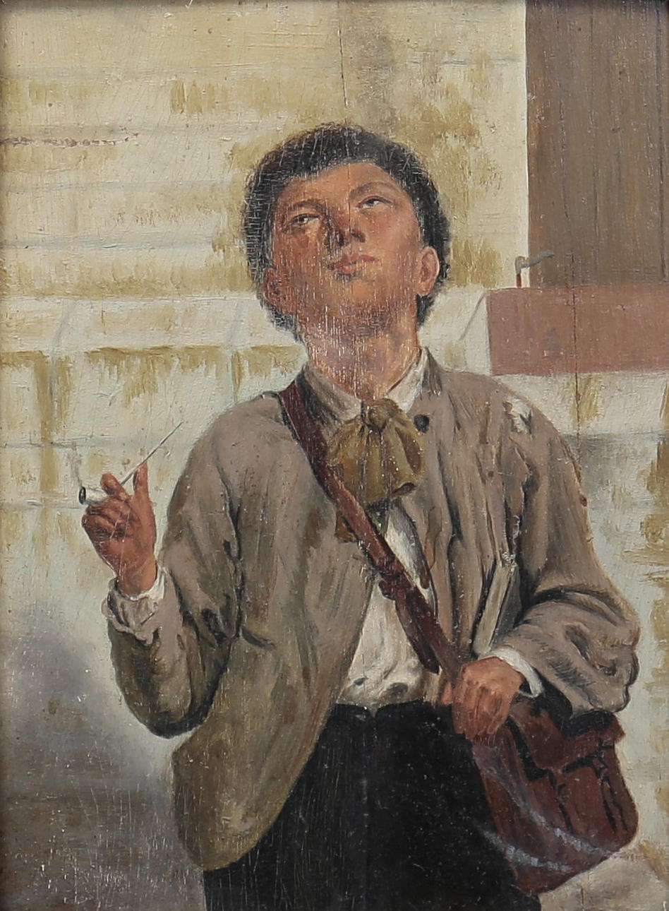 SPANISH SCHOOL, 19TH CENTURY. Boy with a pipe.