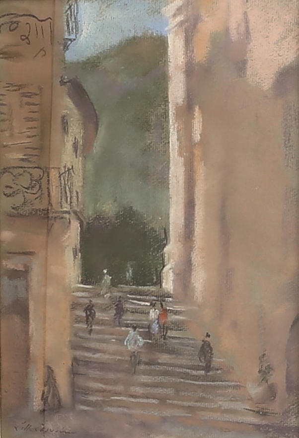 LOTTE LASERSTEIN. Pastell, stadsbild, signerad.