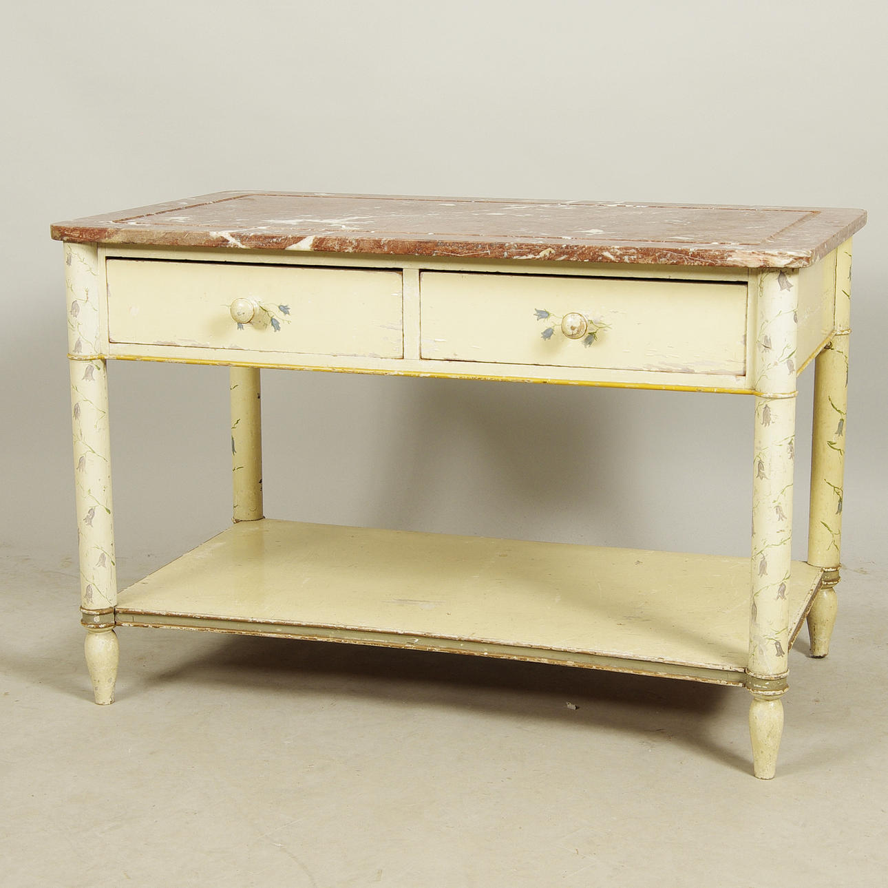 SERVERINGSBORD, målad dekor med stenskiva.