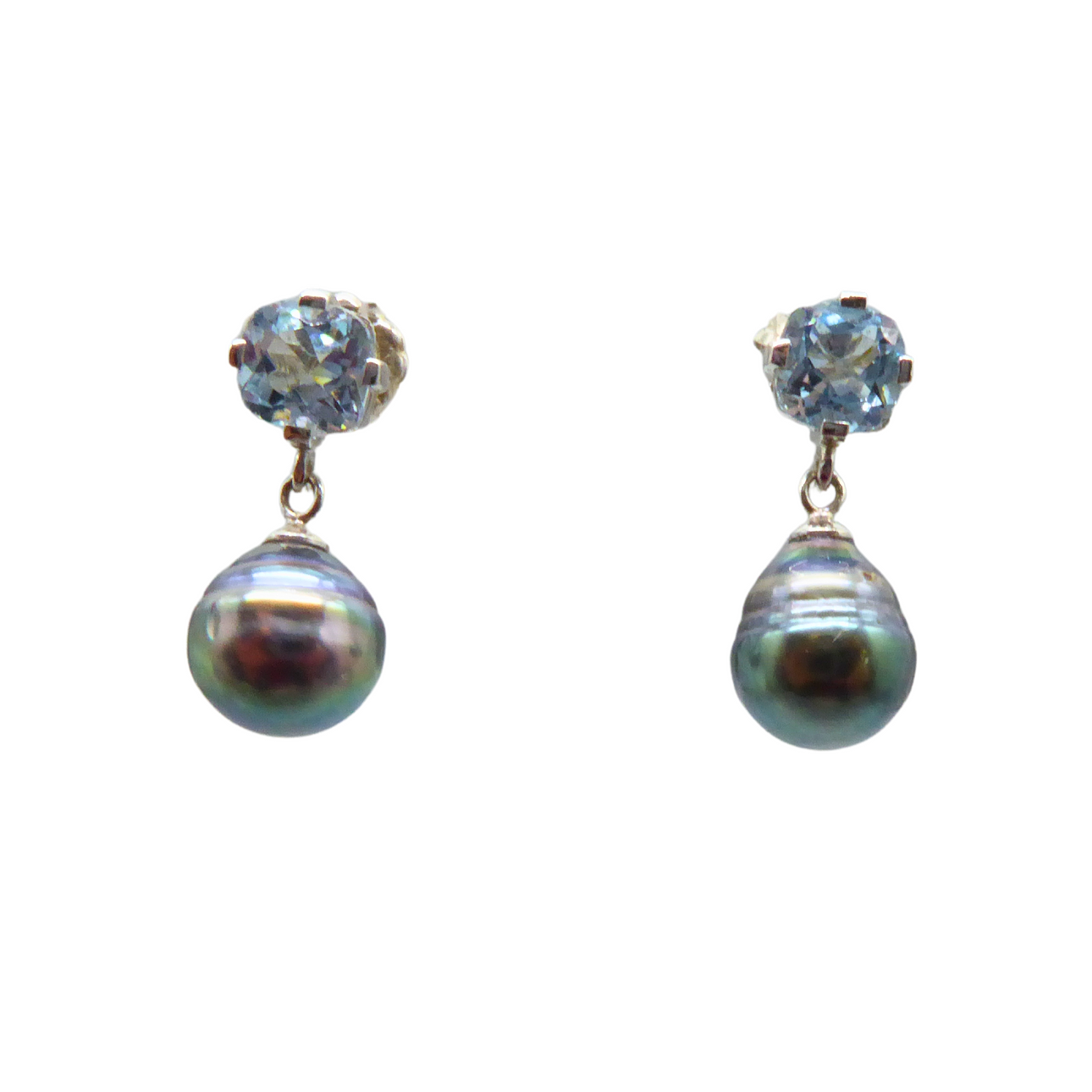 ØRERINGE MED TAHITISKE PERLER, 925 SØLV ZIRKONER.