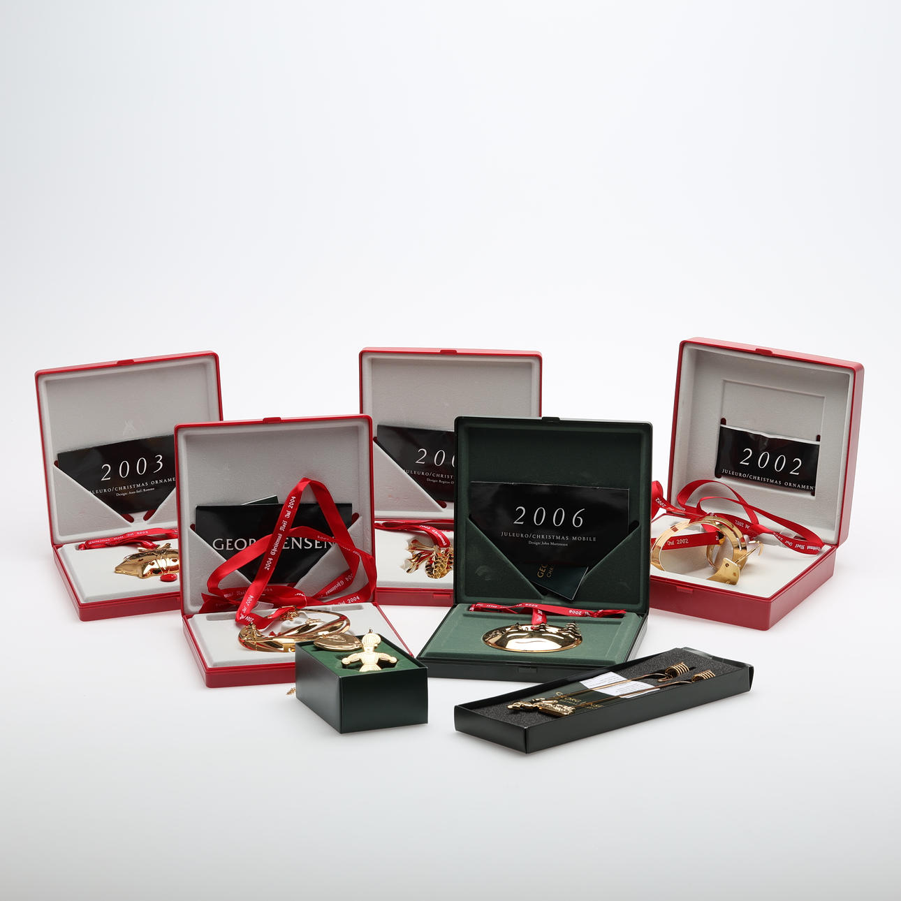 WEIHNACHTSSCHMUCK, 9 Stück, Georg Jensen, Dänemark.