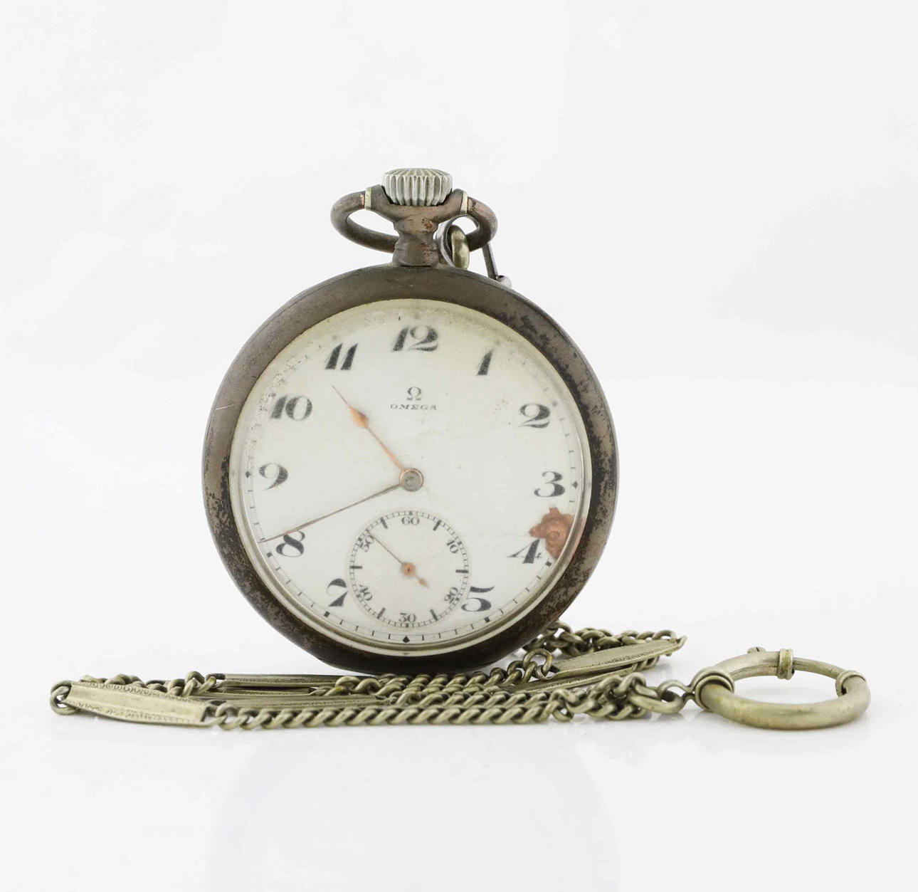 POCKET WATCH, Omega, silver.