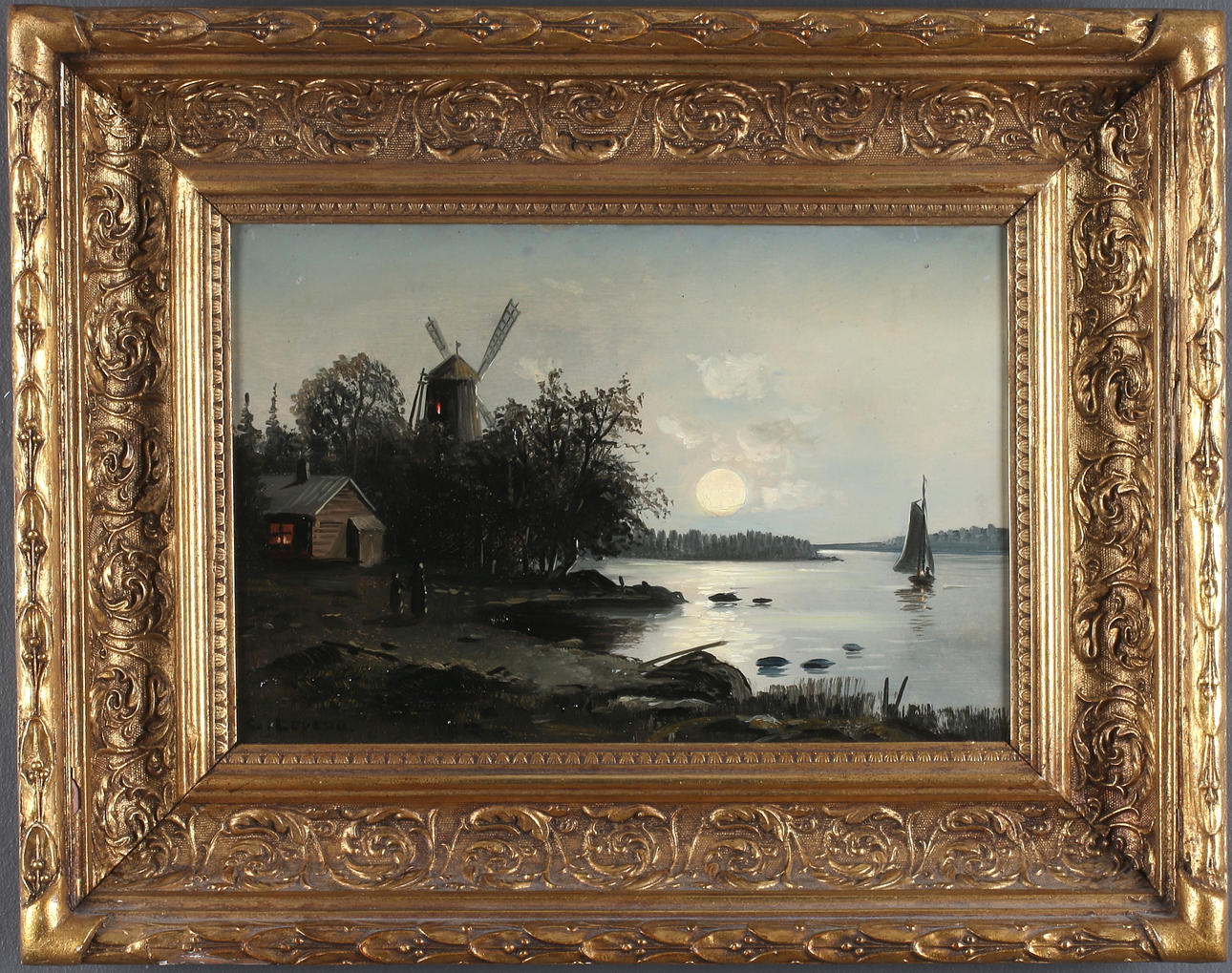 CARL LEVEAU. Kustmotiv, olja på pannå, signerad.