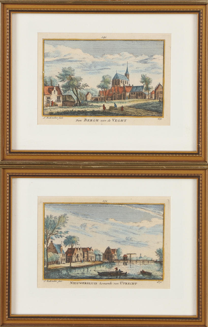 TAVLOR, 2 stycken stadsbider, äldre tryck.