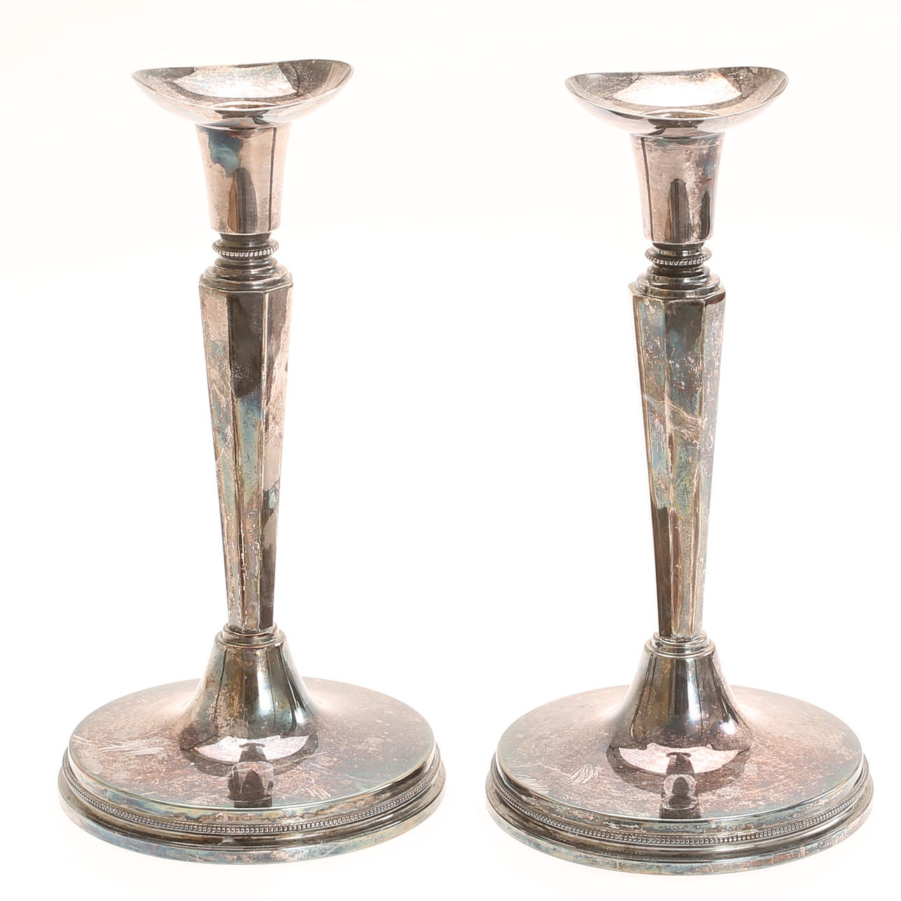 LJUSSTAKAR, ett par, silver, MGAB.