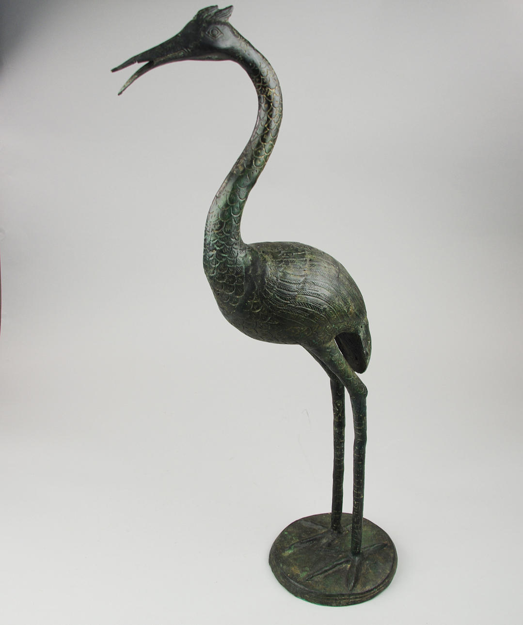 SKULPTUR, Ibisfågel, patinerad brons.