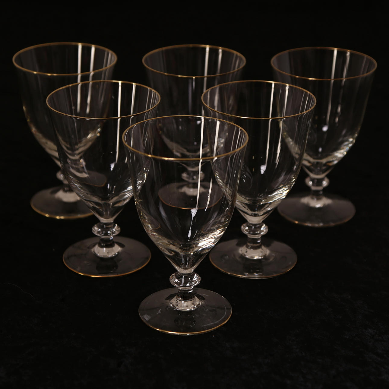 GLAS på fot, 23 st, Gullaskruf, förgylld kant, sent 1900-tal.