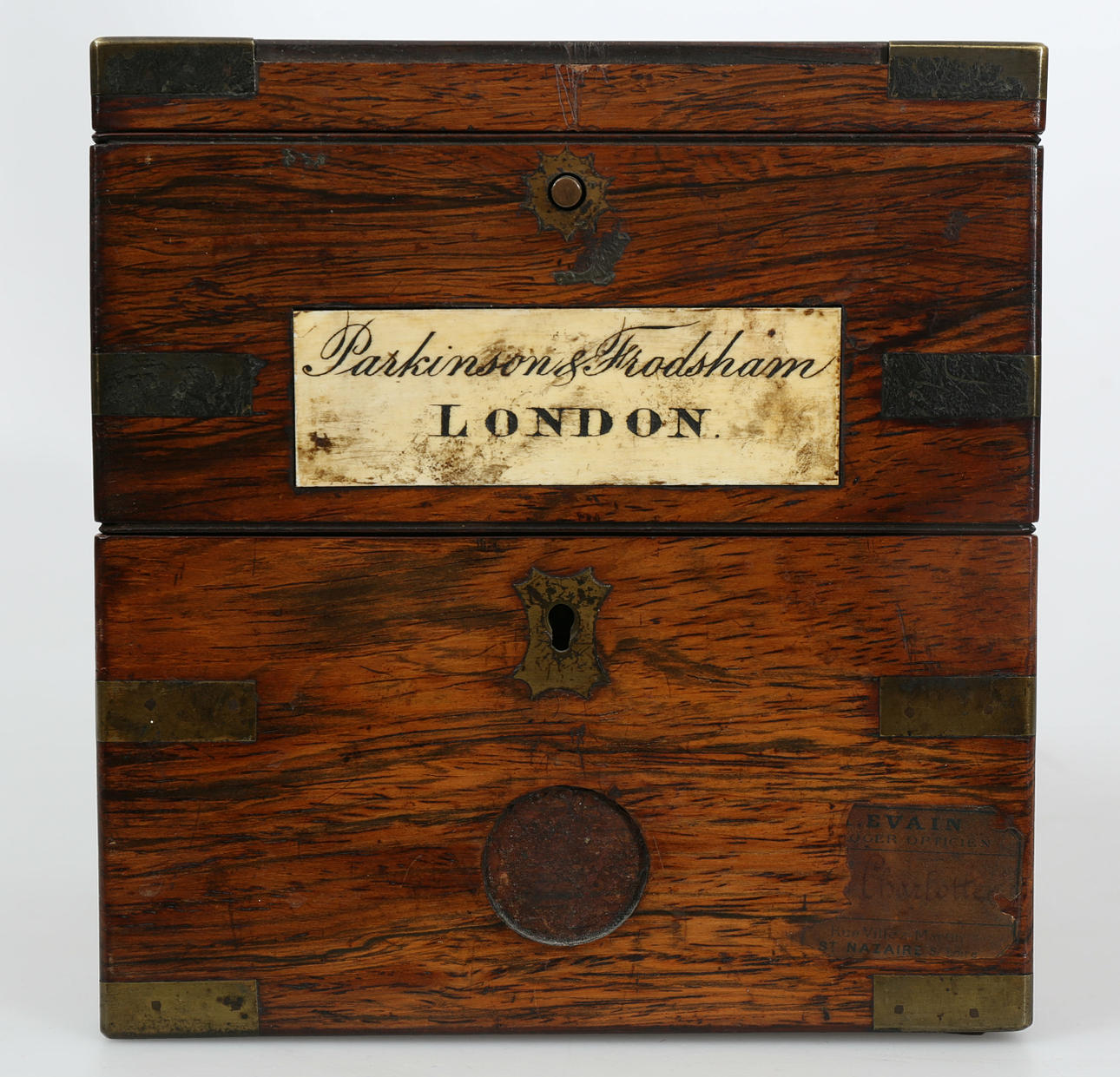 SKEPPSUR, mässing, glas och trälåda, Parkinson & Frodsham, London, 1800-tal.