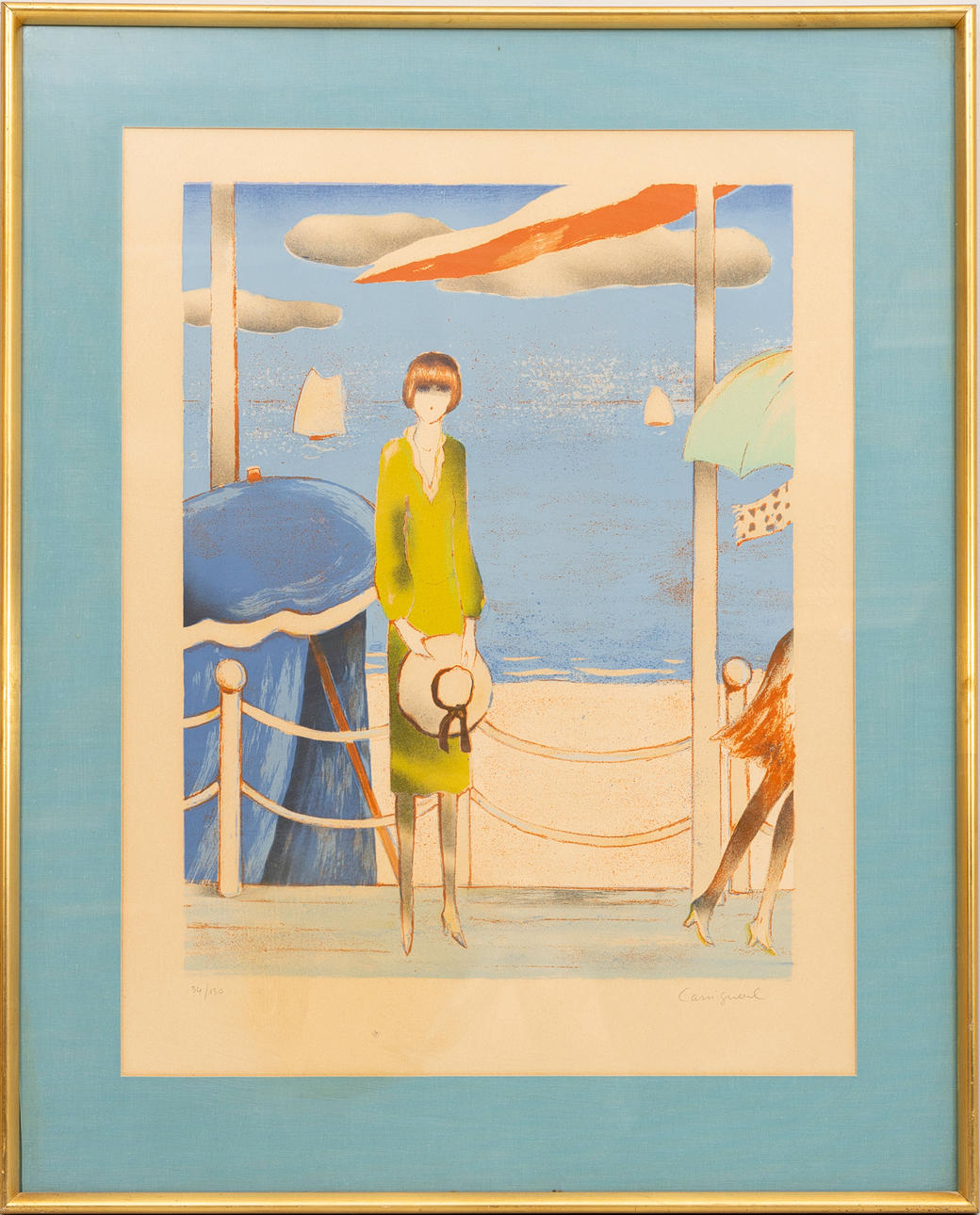 JEAN-PIERRE CASSIGNEUL. Composition by the sea, lithograph in colours, signed, numbered 34/150.