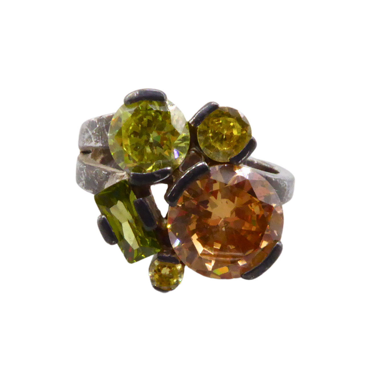 925 SILVERRING MED PERIDOT OCH CITRIN.