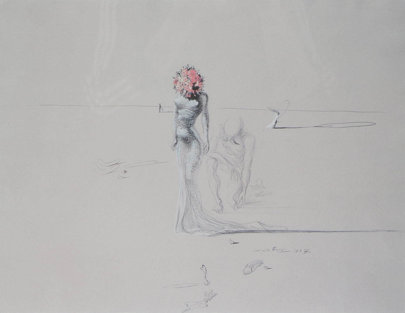 SALVADOR DALÍ. EFTER. Komposition med figurer, tryck.