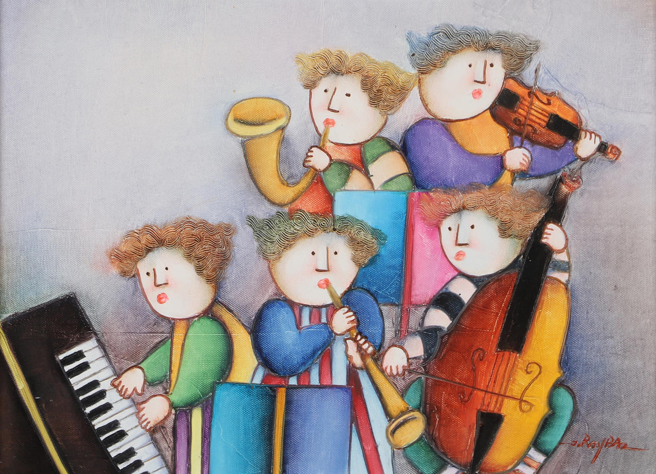 J. ROY BAZ. Orchestra, oil on canvas, signed.