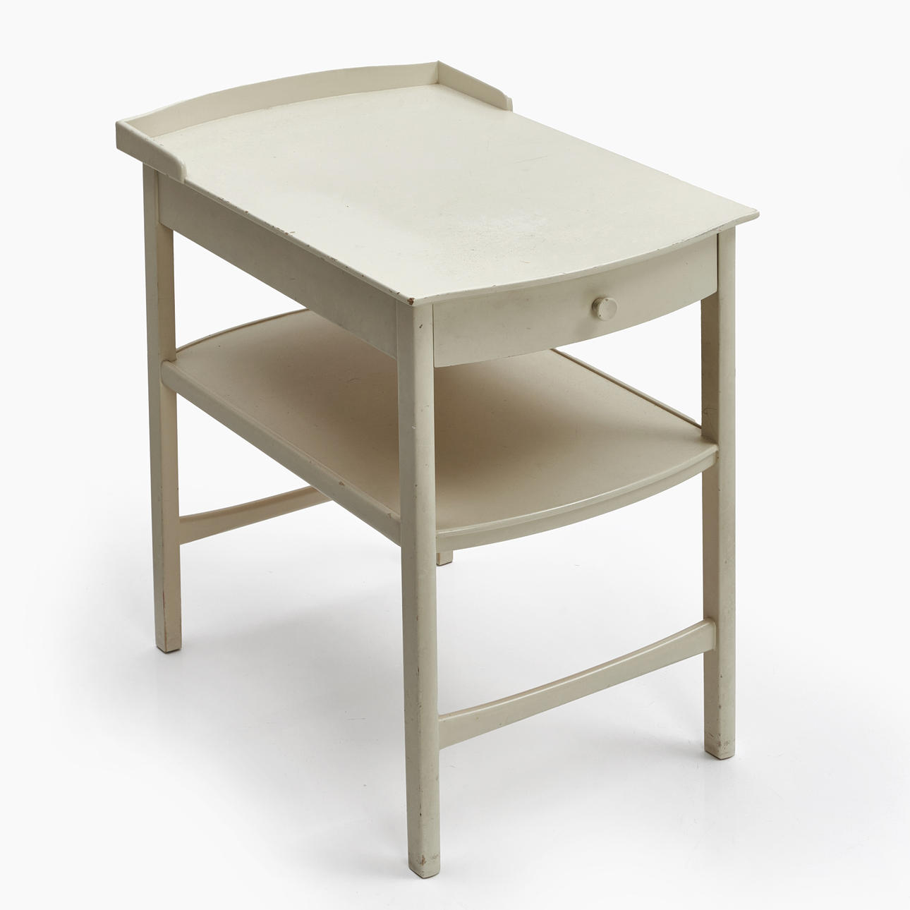 A bedside table, white lacquered, 1950/60s.