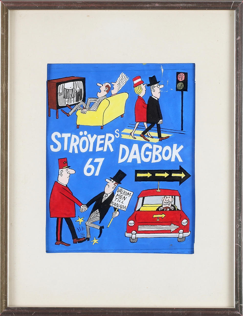 POUL STRÖYER. "Ströyers Dagbok 67", originalteckning, tusch och bläck.