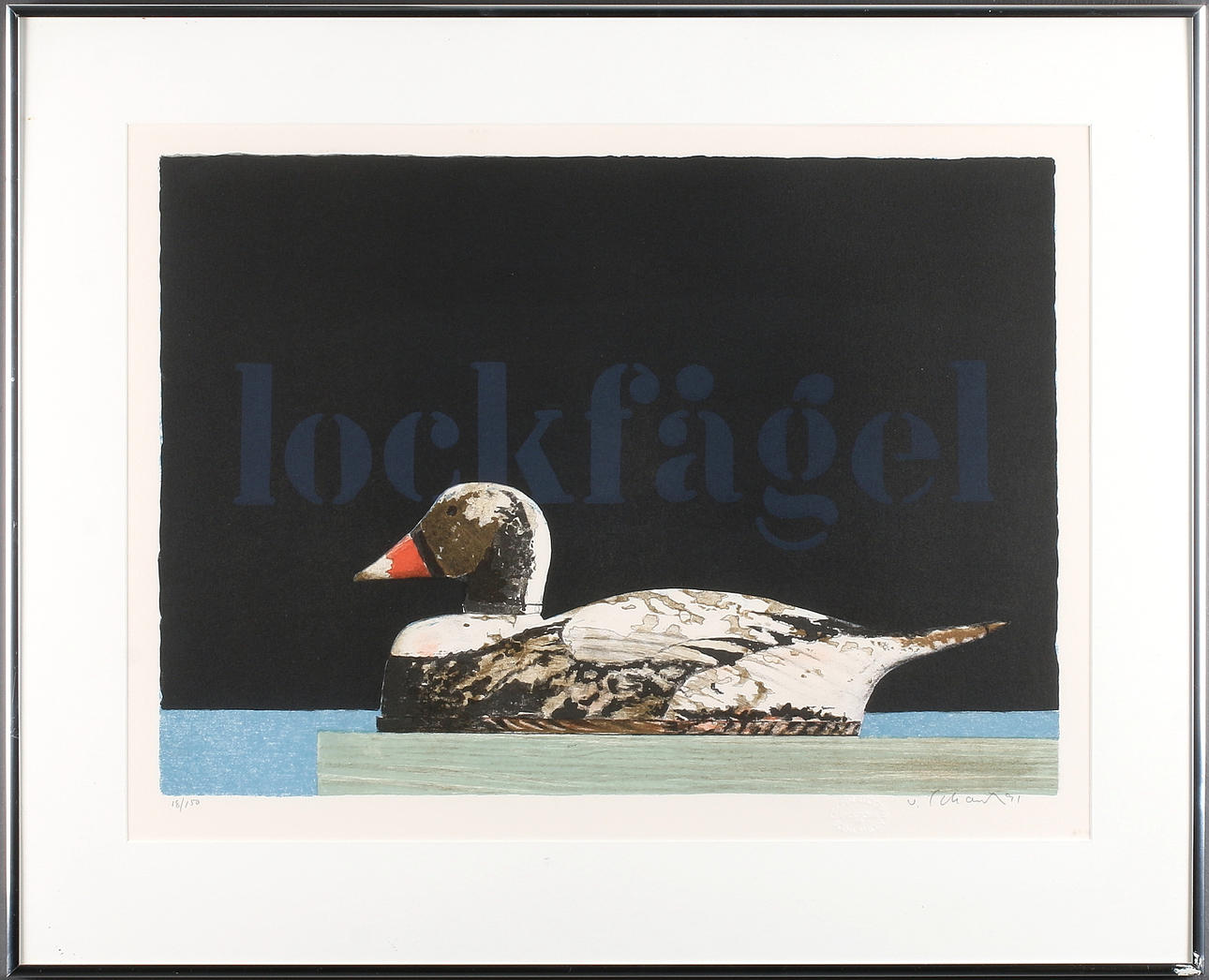 PHILIP VON SCHANTZ. "Lockfågel", färglitografi, signerad och numrerad 18/150.