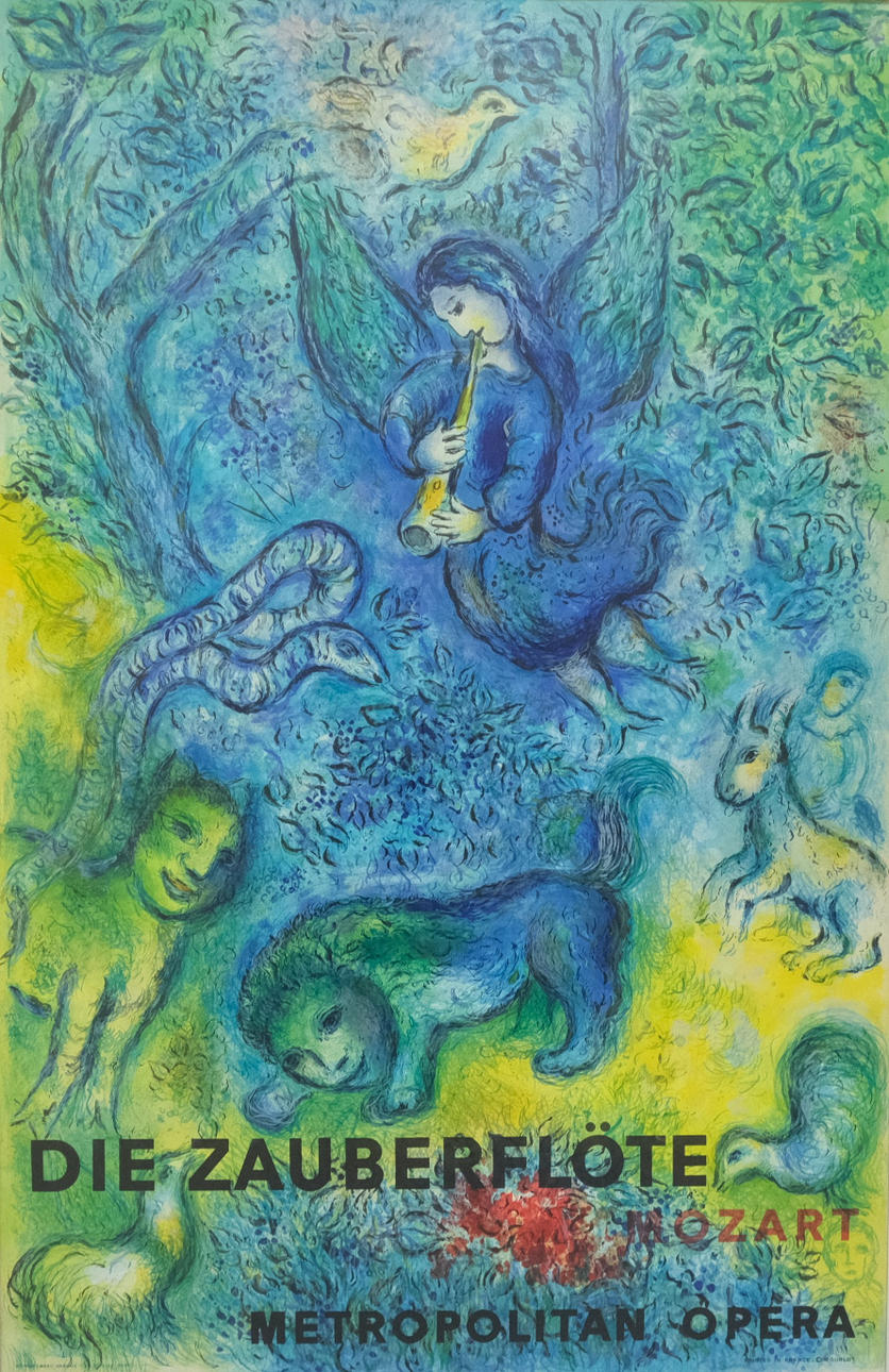 PLAKAT, EFTER MARC CHAGALL, TRYLLEFLØJTEN, MOZART, METROPOLITAN OPERA.