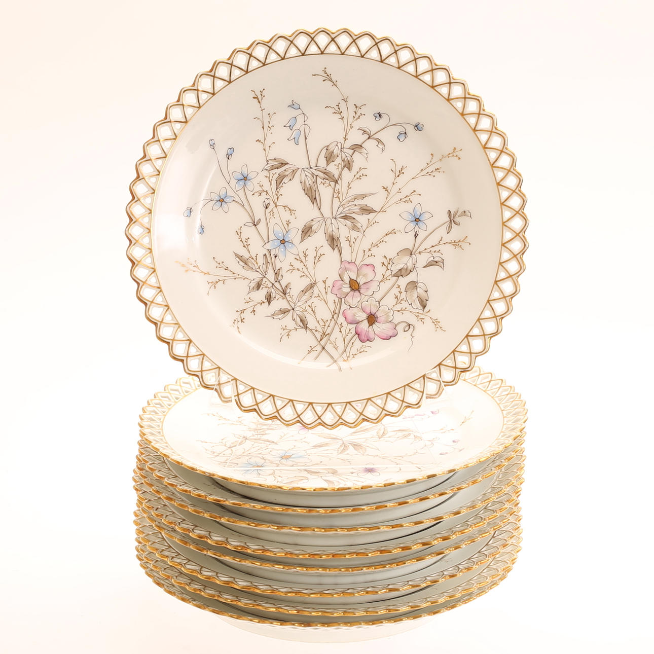 Obstteller, 9 Stück, Porzellan.