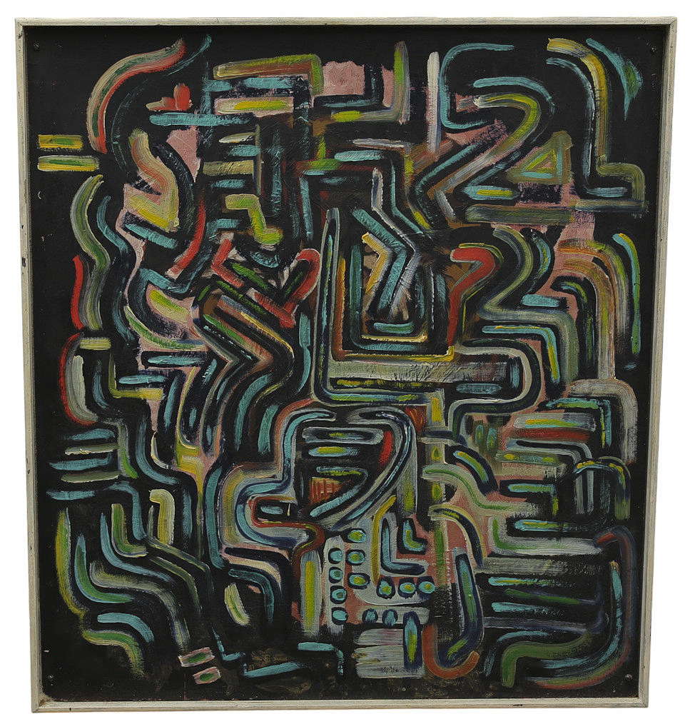 CARSTEN HELLSTRÖM. oil on panel, “Circuit II"signed on verso, dated 1982.