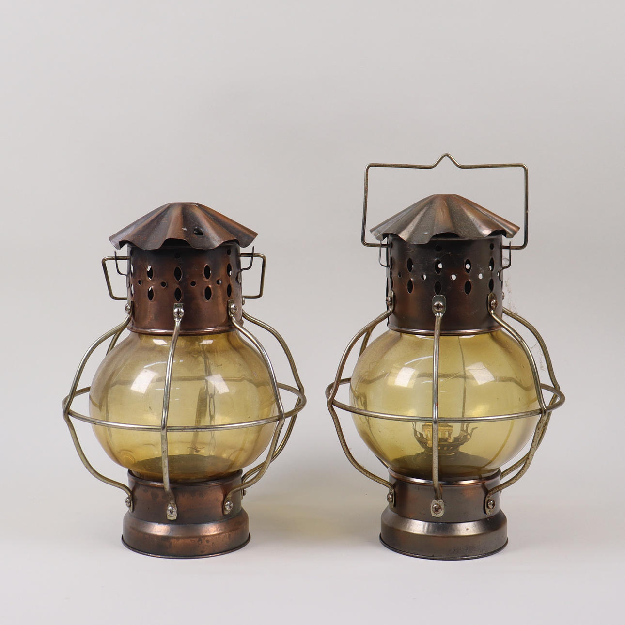 STEARINLYS, metal og glas, 1 par.