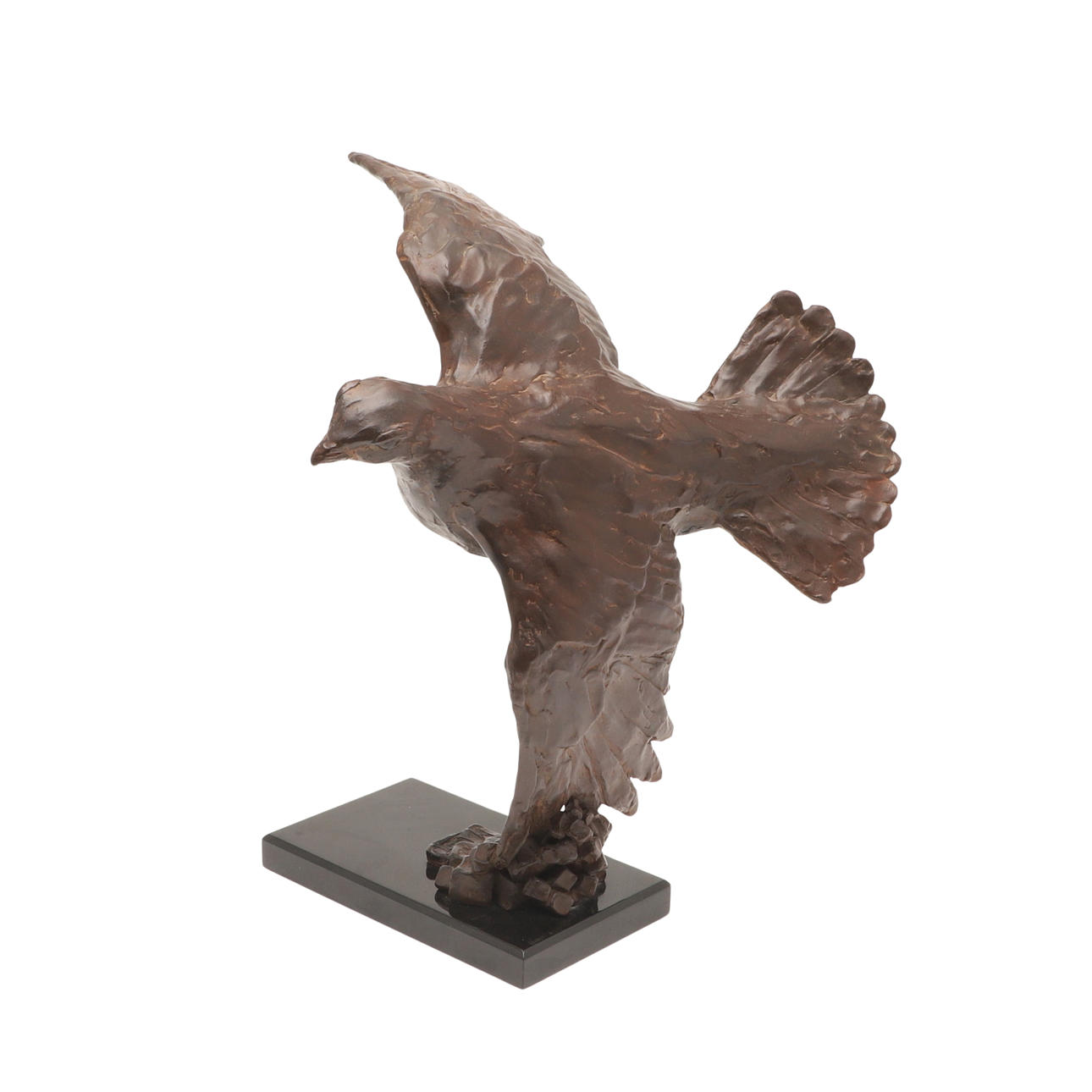 MARK CORETH (B 1958) - LARGE BRONZE SCULPTURE 'FLYING GROUSE'.