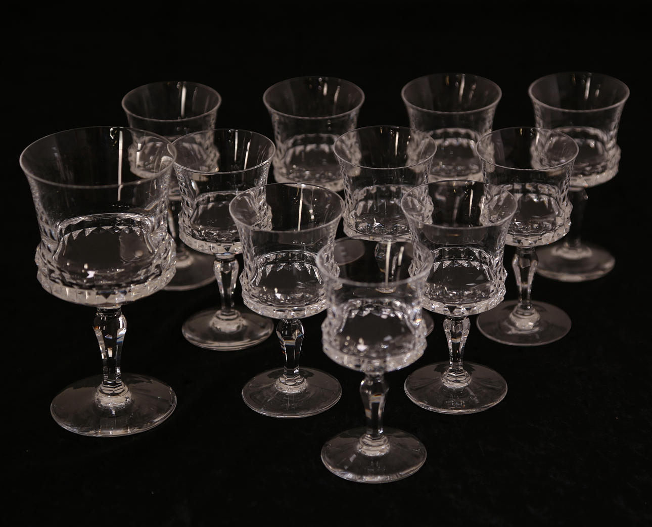 GLASSERVICE, 11 delar, Silvia - Orrefors, sent 1900-tal.