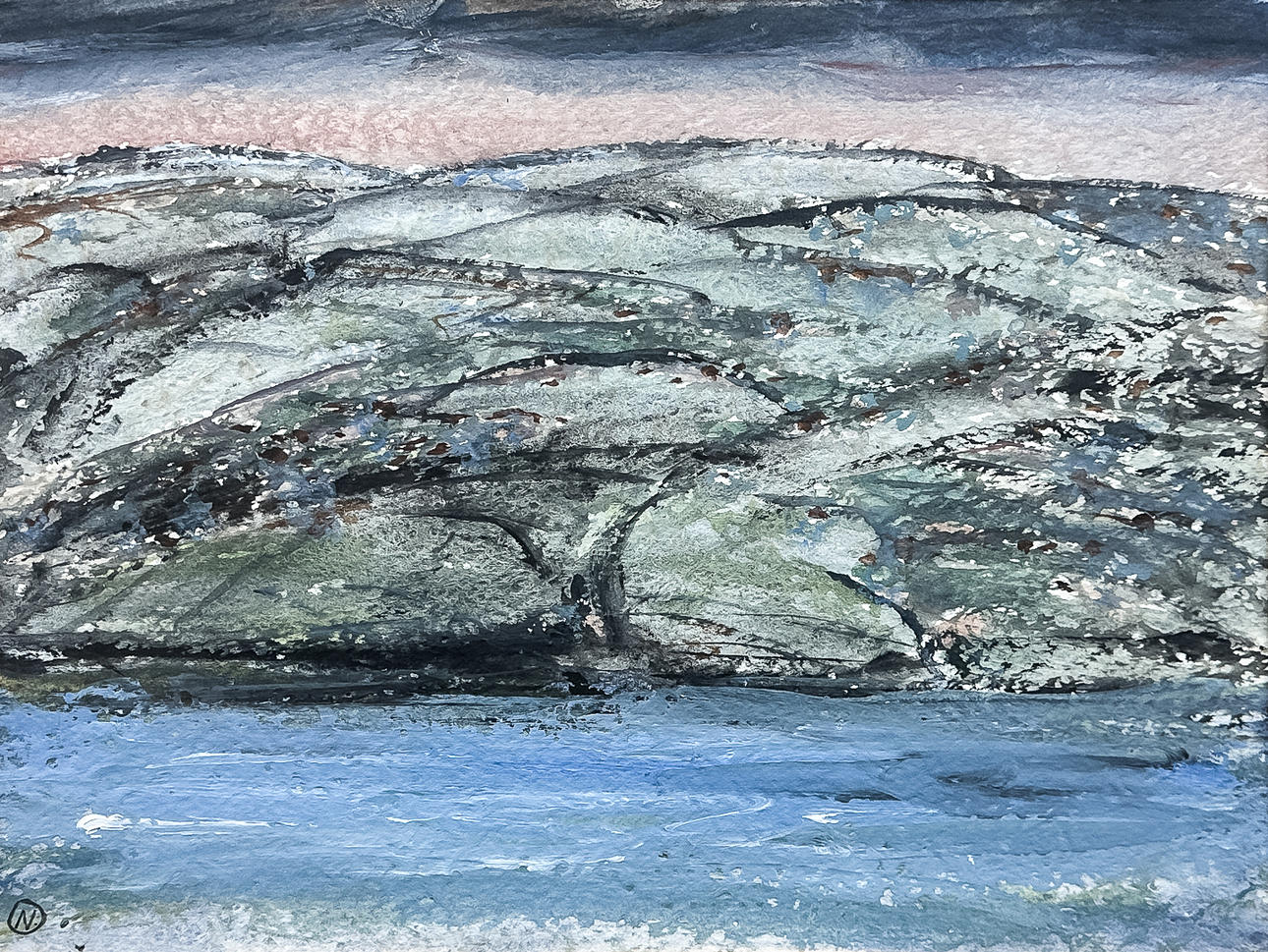 NILS OLSON. AKVARELL, monogramsignerad.