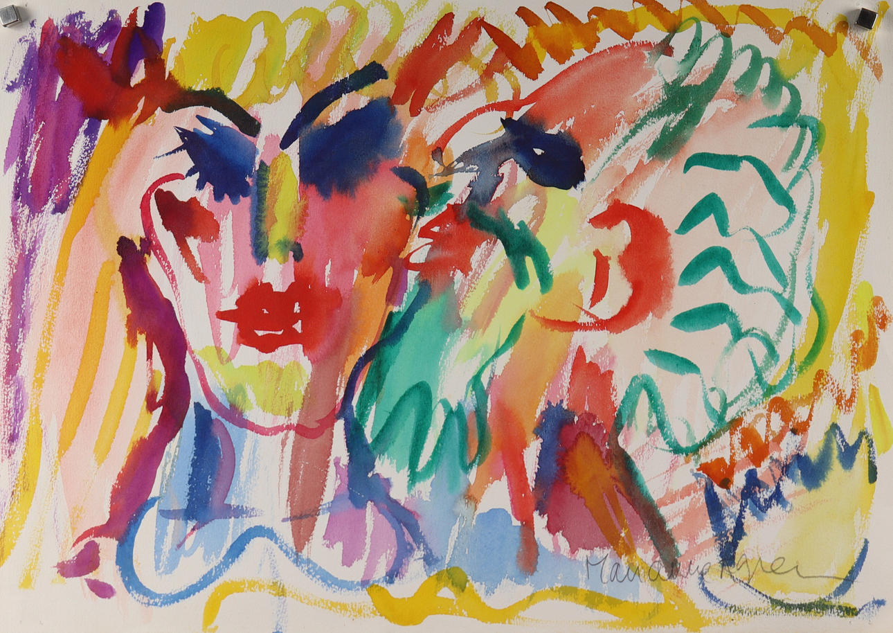 MARIANNE ÅGREN, akvarell, figurkomposition.