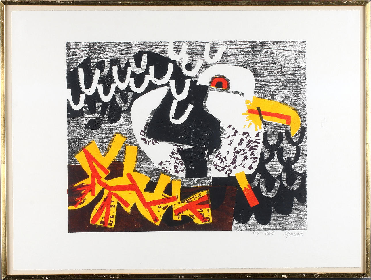 VIDE JANSSON. "Strandpromenad", färglitografi, signerad och numrerad 100/260.