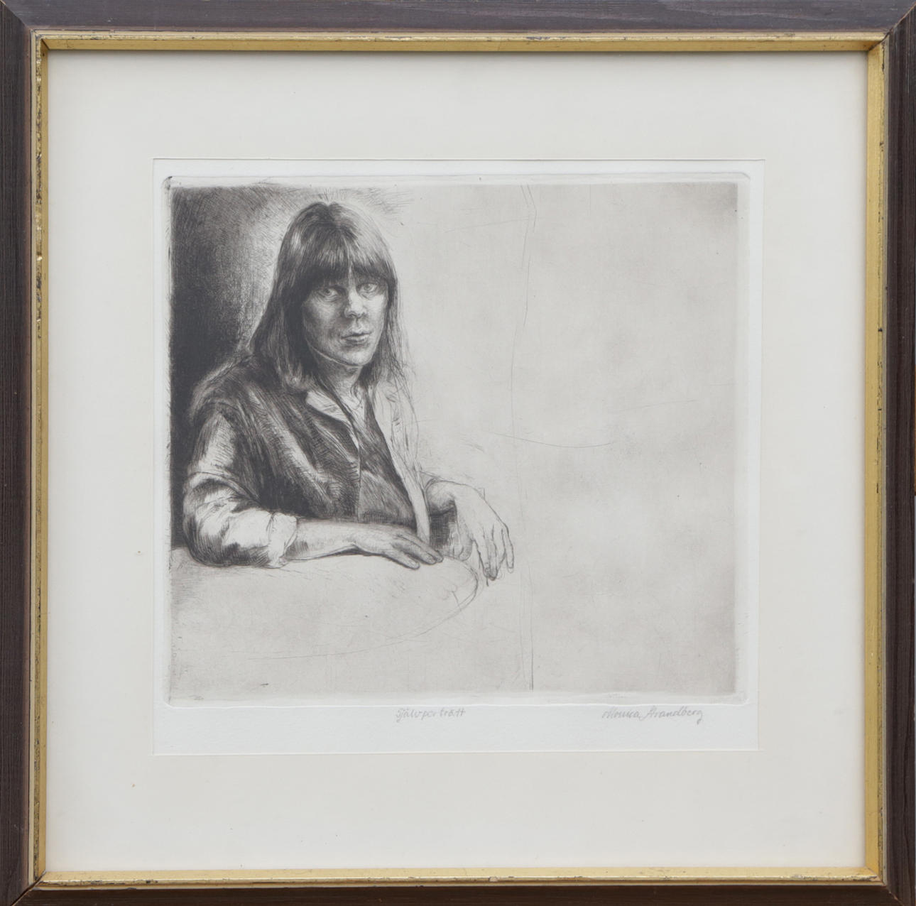 MONICA STRANDBERG. GRAPHIC LEAF, self-portrait, signed.