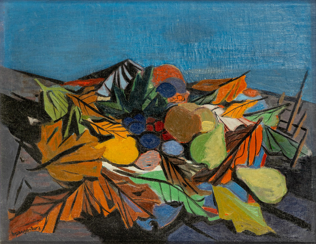 HERBERT SPANGENBERG (1907-1984). Stilleben mit Obst und Blättern.