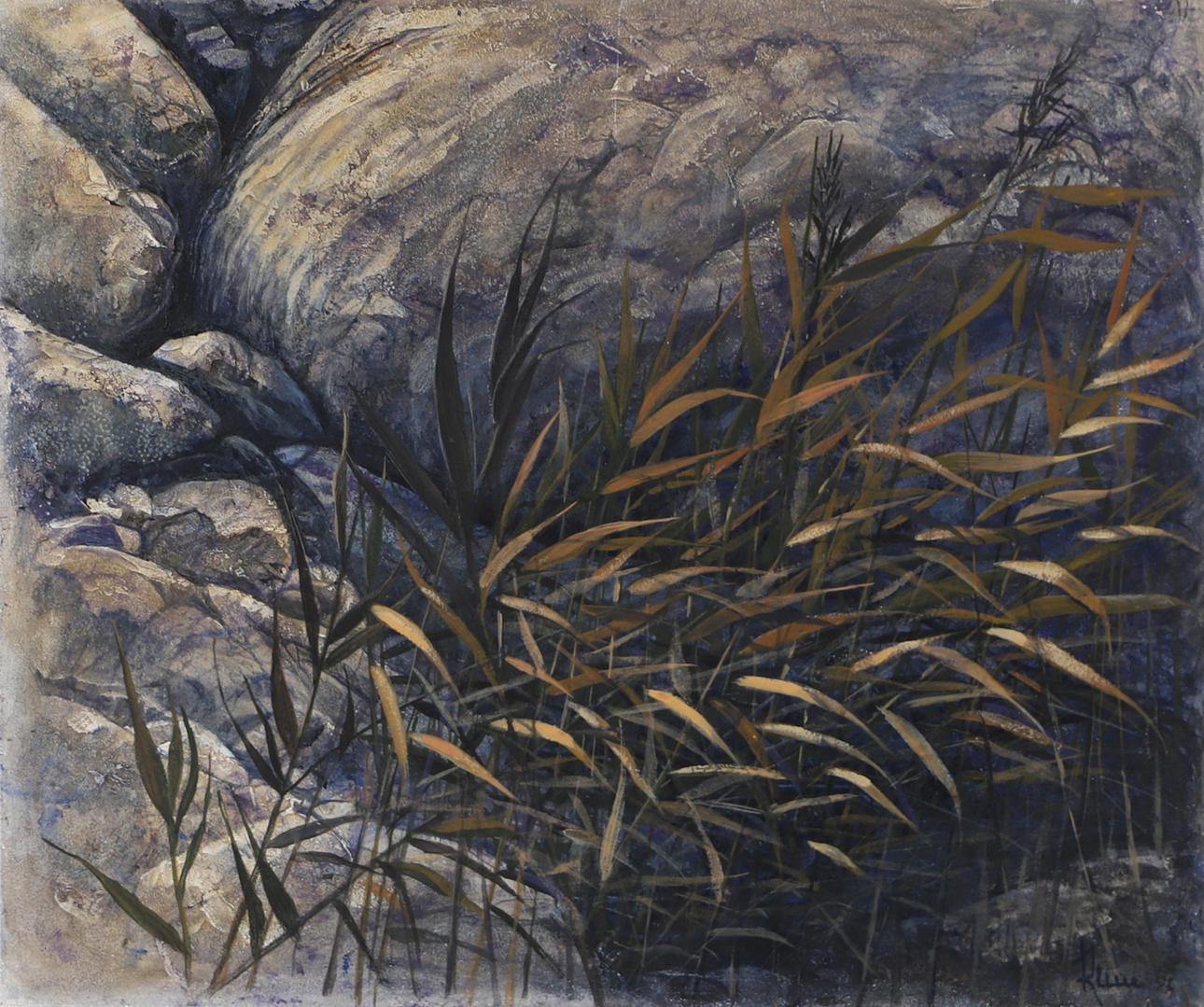 OIDENTIFIERAD KONSTNÄR. Reed, oil on panel, indistinctly signed.