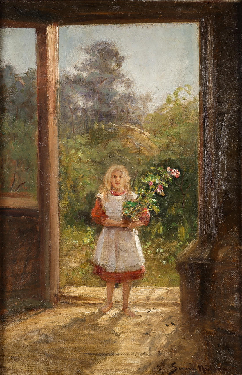 SEVERIN NILSON. "Blomsterflickan i solljus".