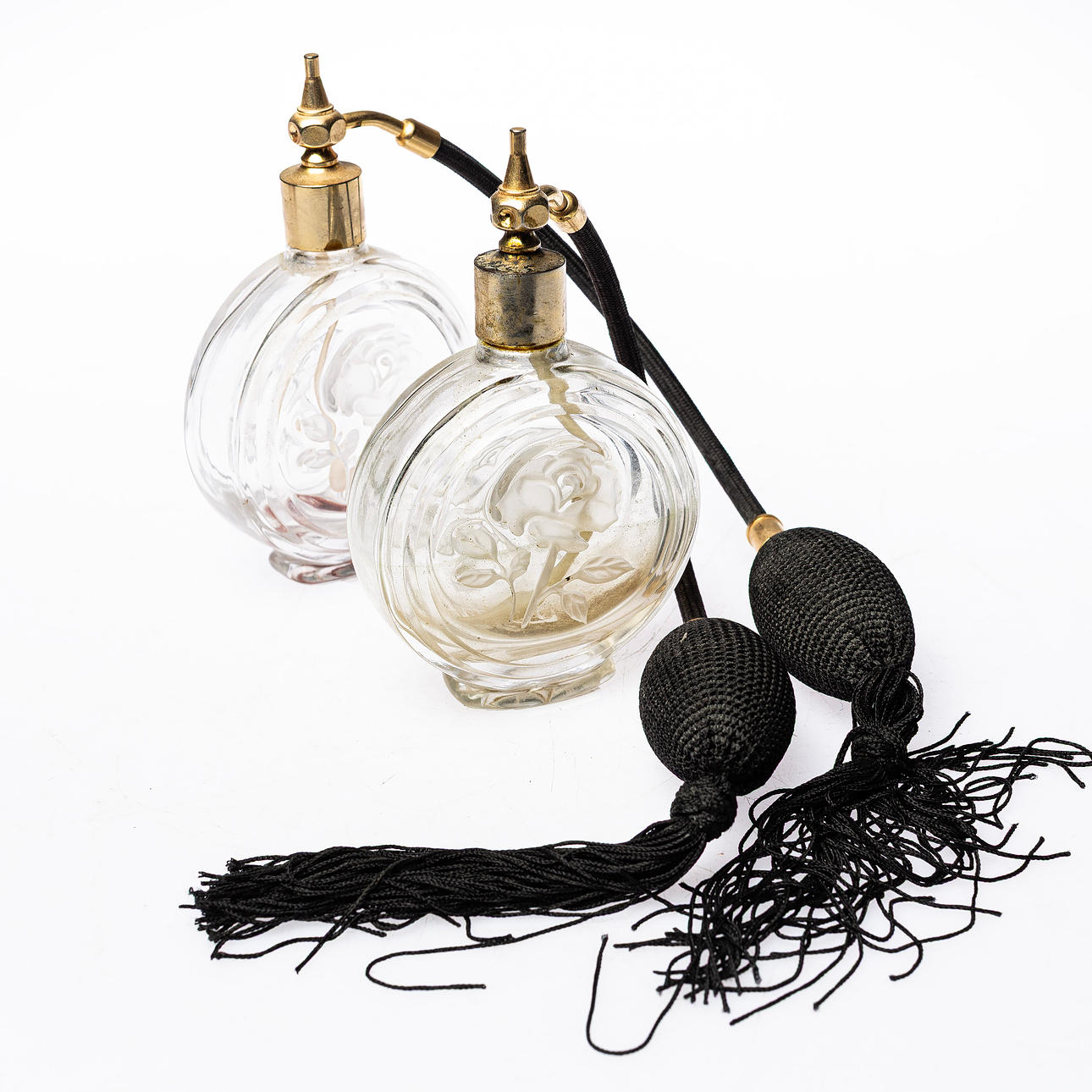 PARFÜMFLASCHEN, 1 Paar, Glas mit Pumpe.