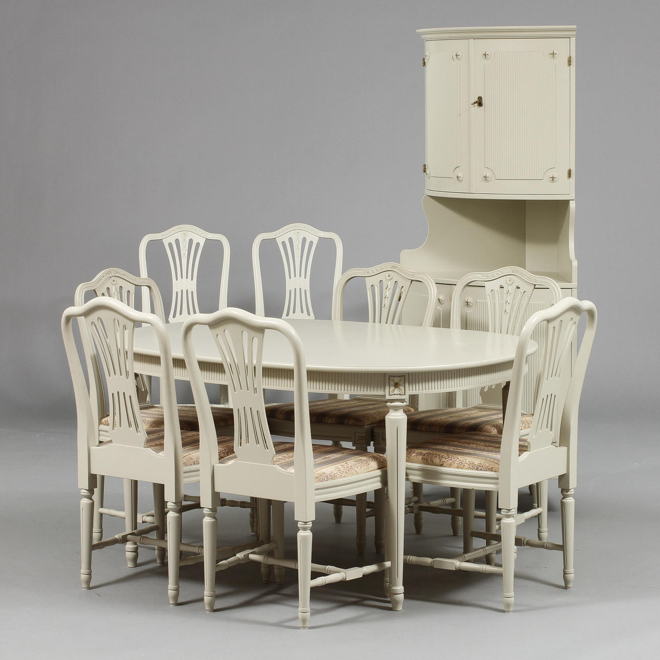 MATSALSMÖBEL, 10 delar, gustaviansk stil, 1900-tal.