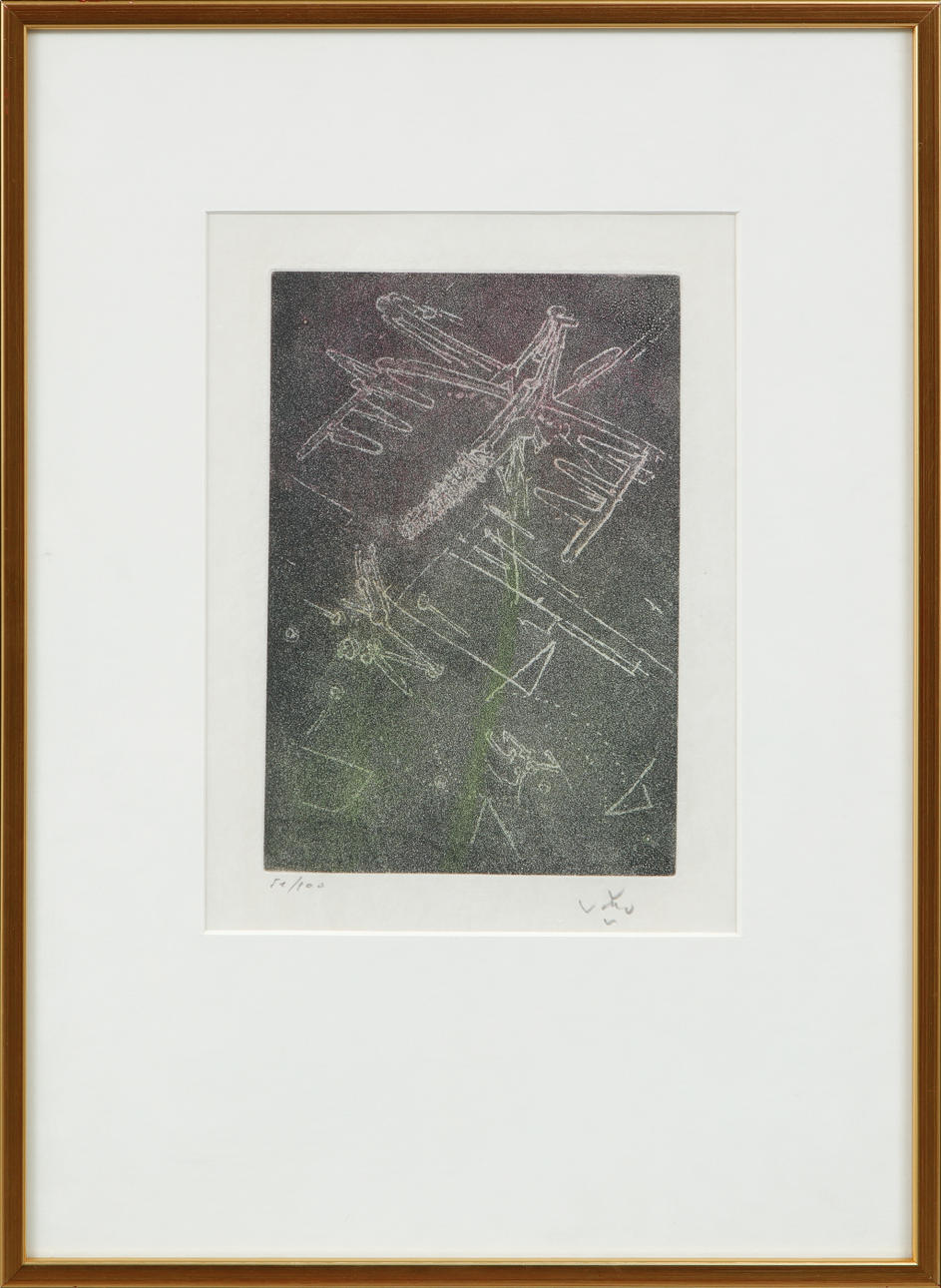 ROBERTO MATTA. from the series, “Droites liberées”, etching and aquatint, signed and numbered.