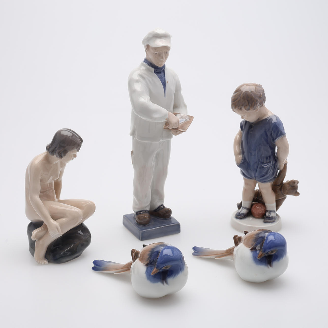 FIGURINES, PORCELAIN, FIVE PIECES, DENMARK.