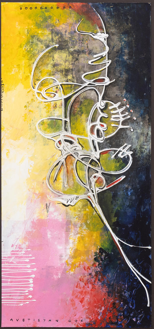 AVETISYAN GOR. Composition, acrylic on paper, signed.