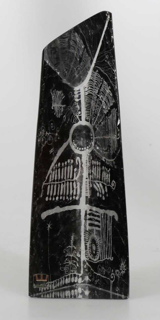 GÖRAN WÄRFF. Skulptur, glas, Runsten, signerad Wärff, Kosta.