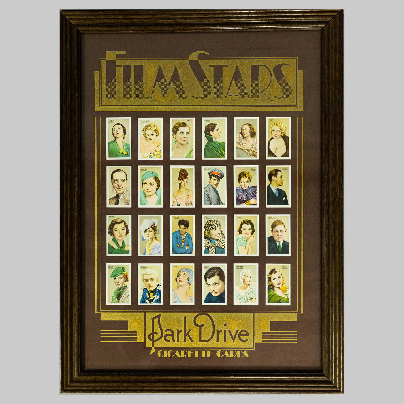 cigarette cards film stars Prints of Lyda Roberti, series, collectible C T Bridgewater card, 1935 A FRAMED SET OF FILM