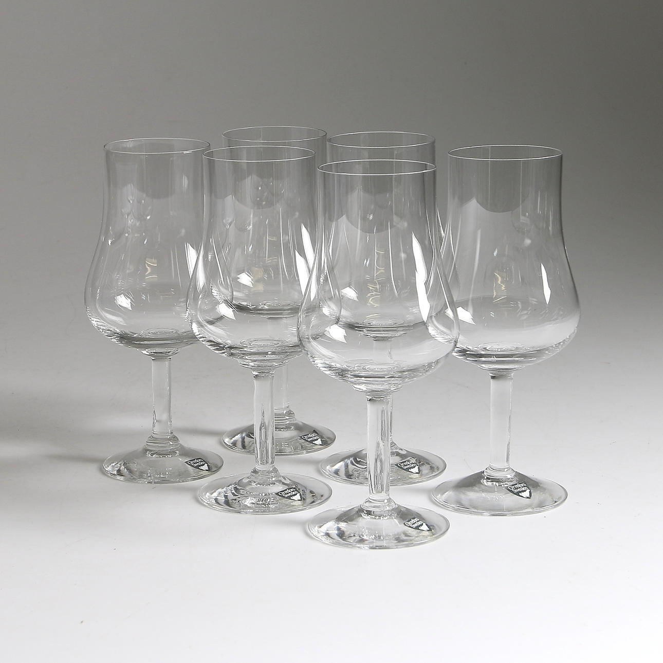 VINGLAS, 6 st, Elixir Connoisseur, Gunnar Syrén, Orrefors. 1900-tal.