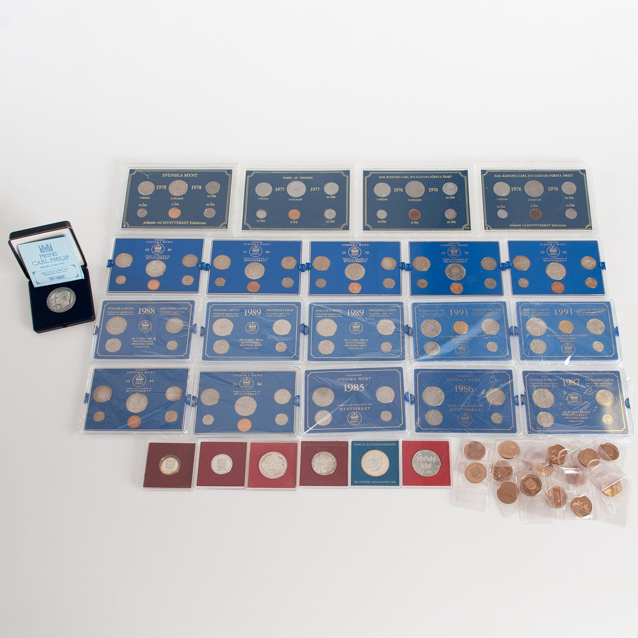 MINNESMYNT silver samt årssatser i kassett.