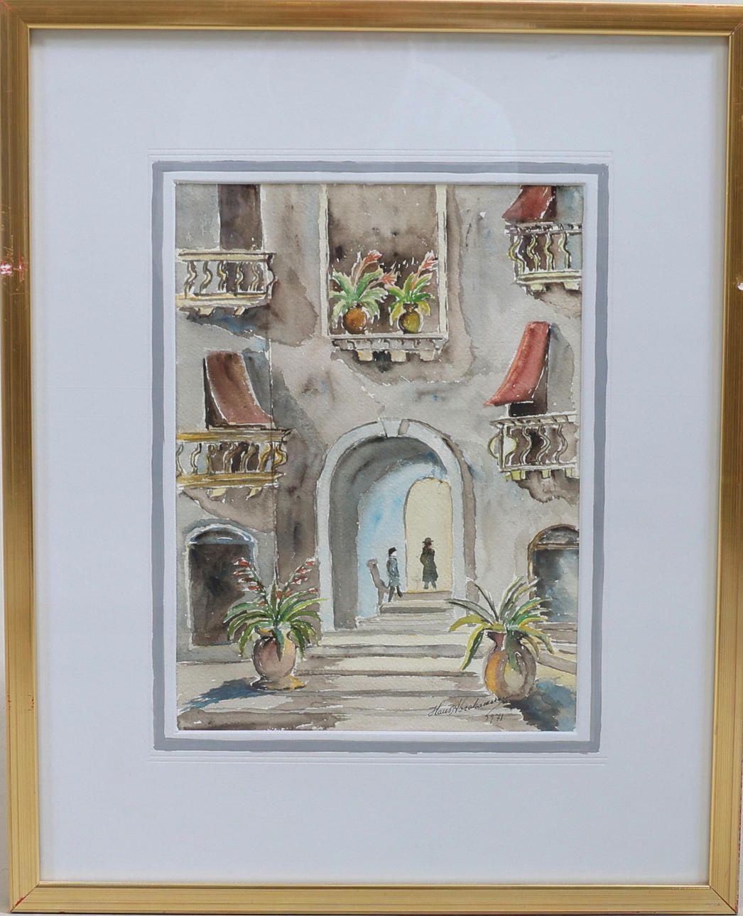 HANS ABRAHAMSSON. Cityscape, watercolour, signed and dated 1971.