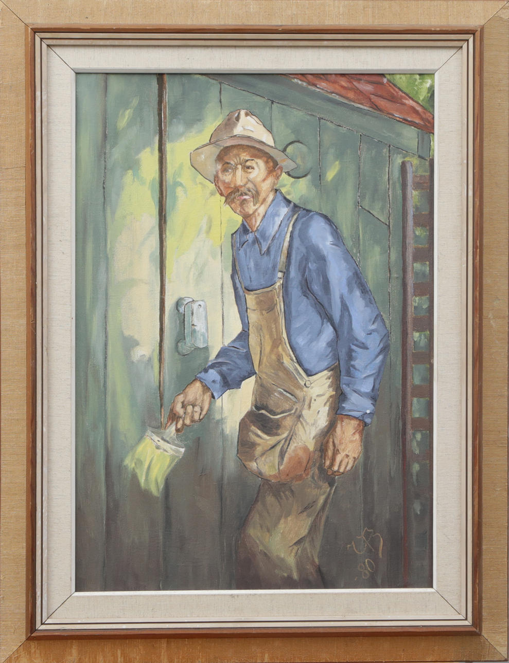 OIDENTIFIERAD KONSTNÄR. ÖL, auf Leinwand, einen Maler darstellend, signiert.
