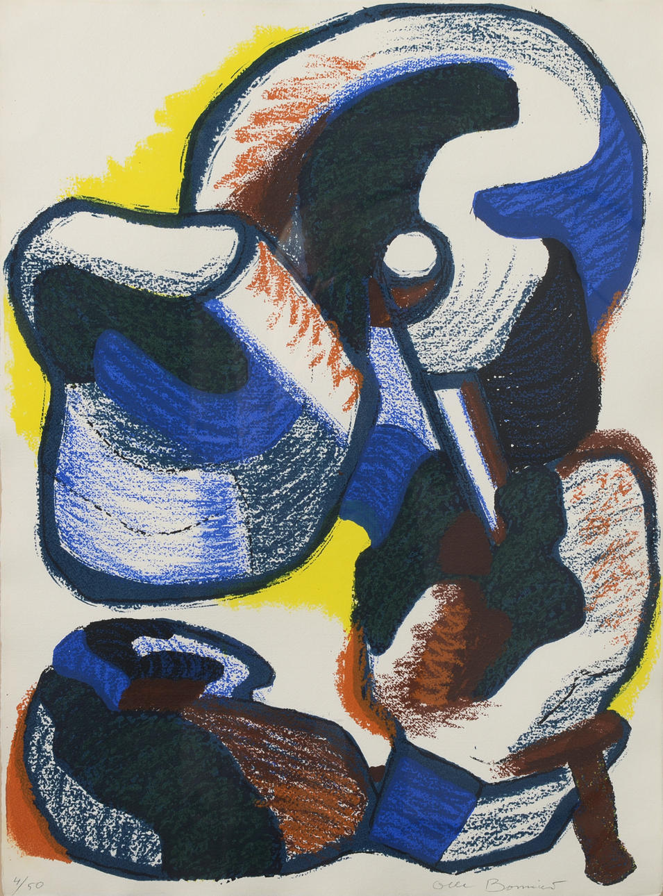 OLLE BONNIÉR. Composition, lithograph in colours, signed, numbered 4/50.