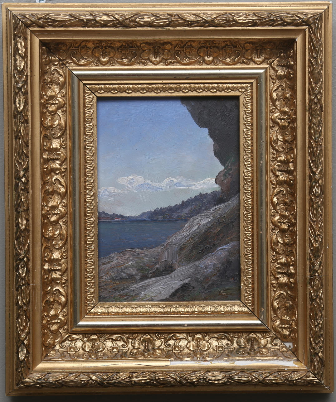 KONRAD SIMONSSON. Olja på pannå, otydligt signerad.