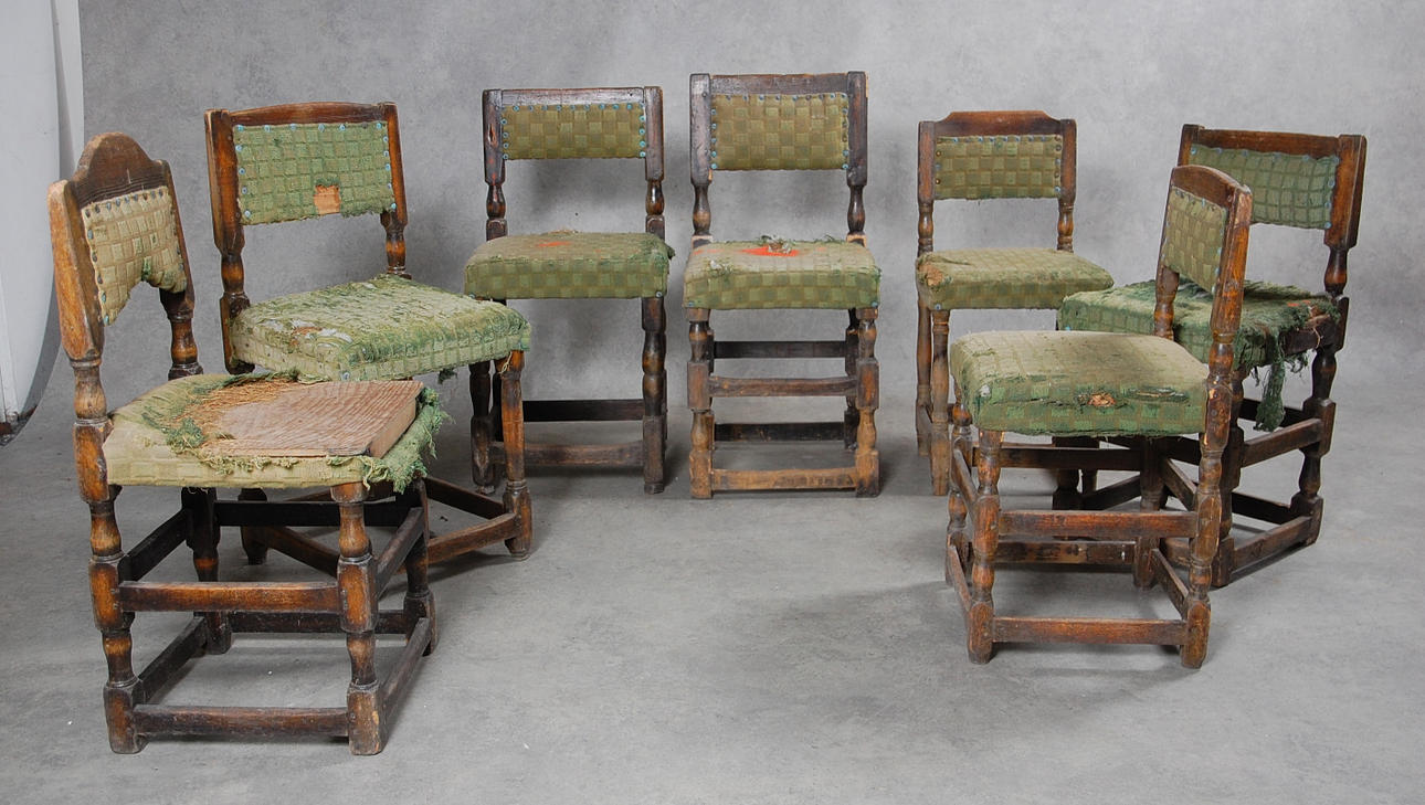 STOLAR,7 st snarlika, barock, barockstil, 17-1800-tal.