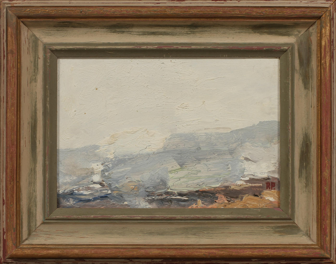 RAGNAR PERSSON. Kustbild, olja på pannå, monogramsignerad.