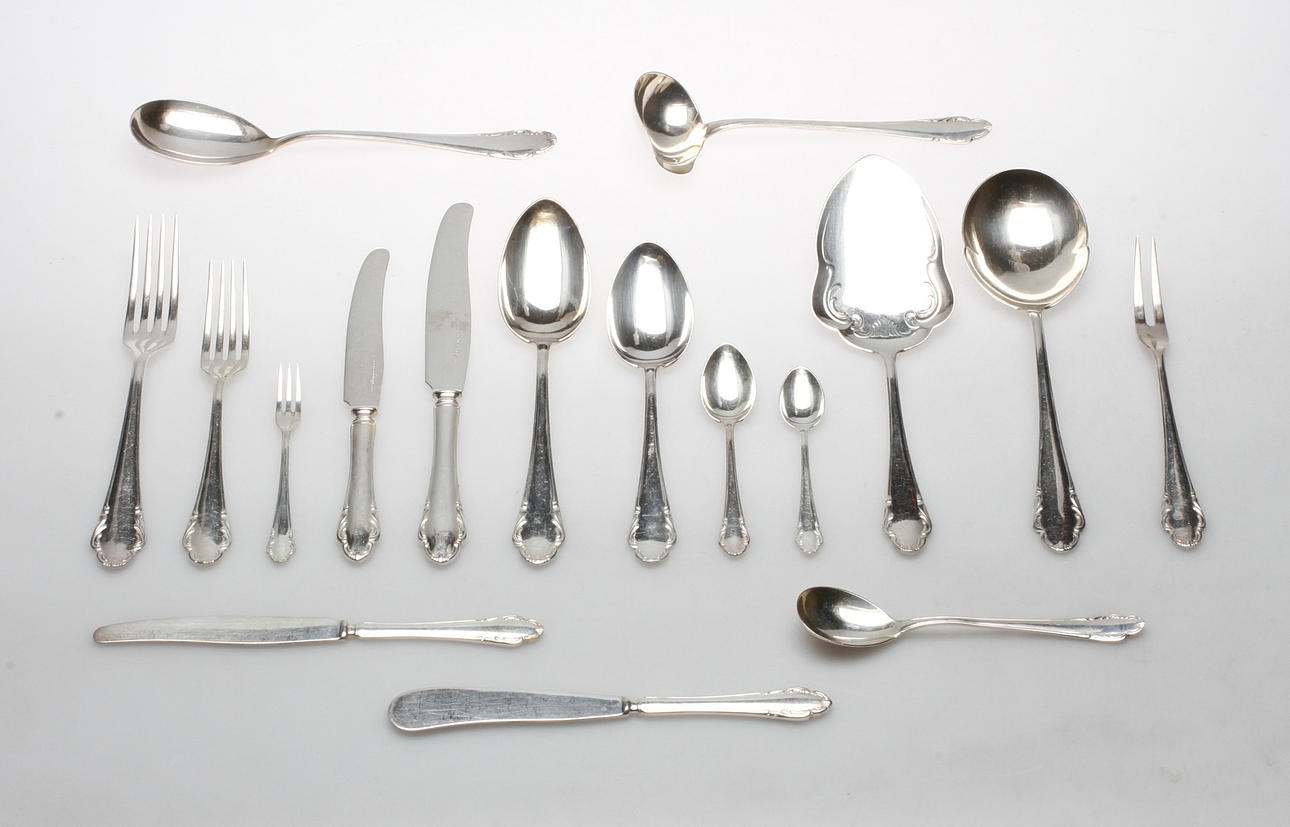 BESTICKUPPSÄTTNING, nysilver, 118 delar. "Haga". Skandia.