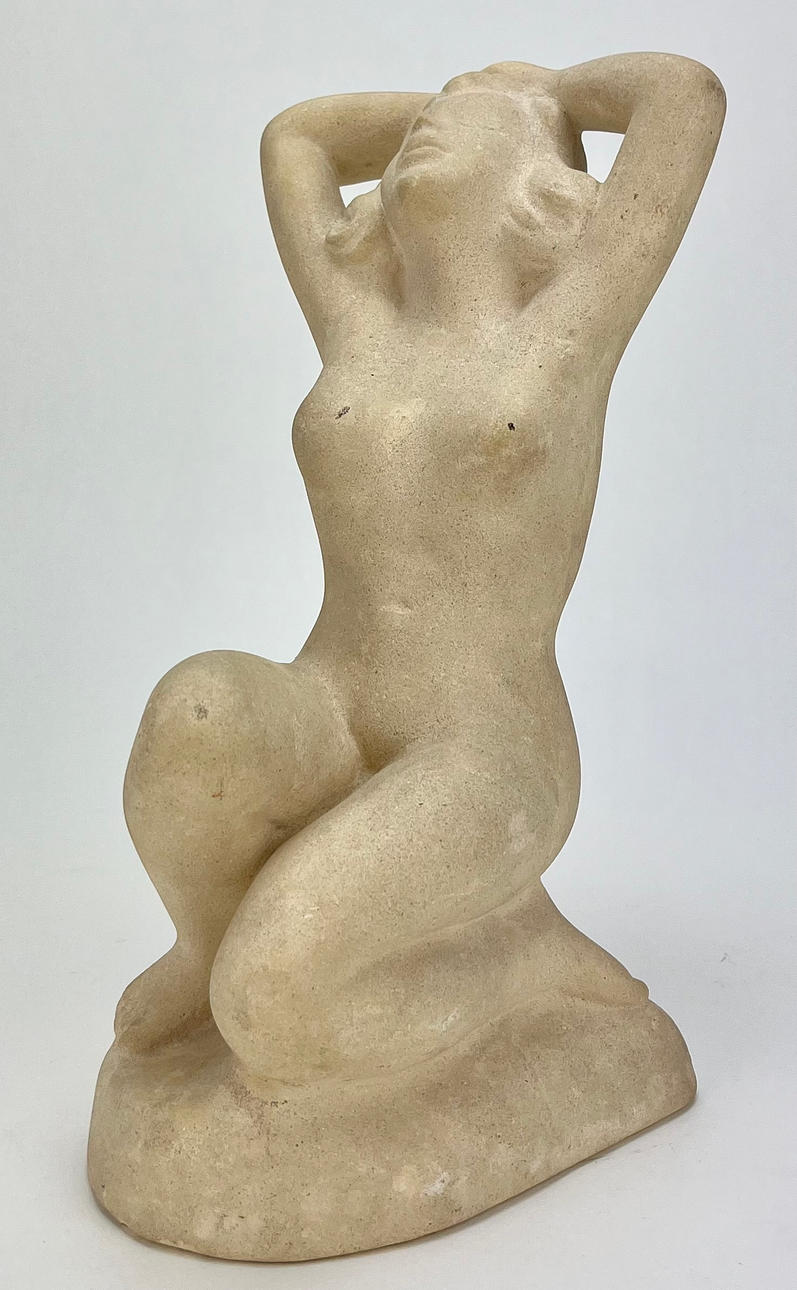 OVE RASMUSSEN. Nøgenundersøgelse. Skulptur, sandsten, monogram signeret OR.